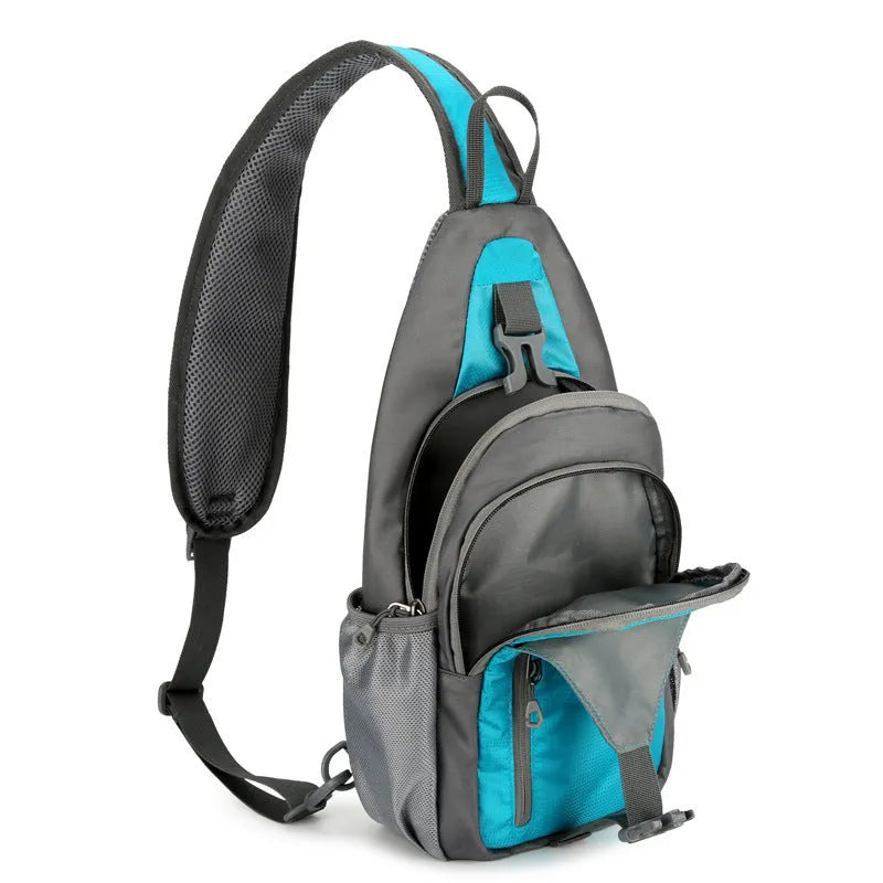 Nylon canvas chest bag in Army Green with contrast colour detailing and crossbody strap