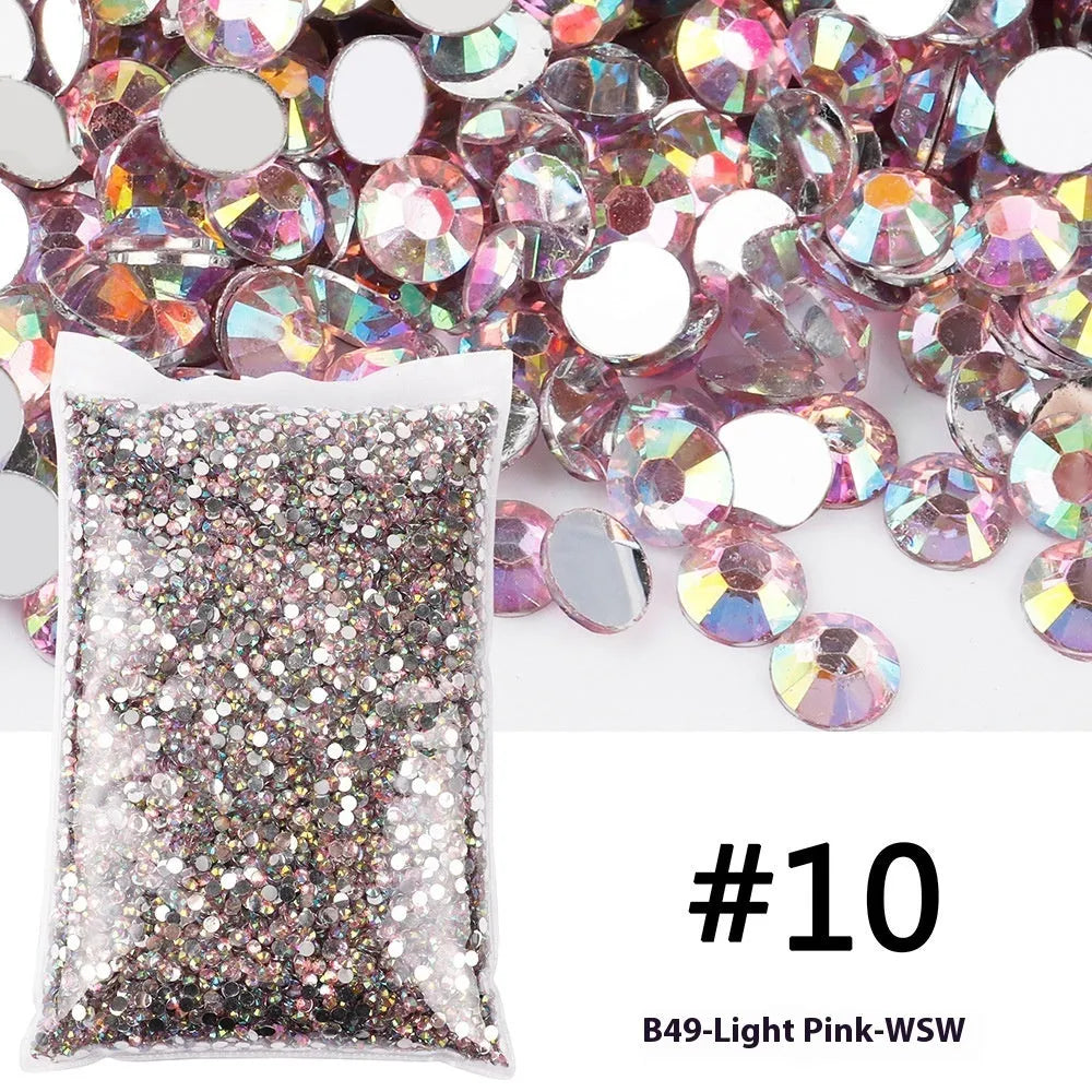 Assorted colour resin flat magic nail rhinestones with electroplated finish in various sizes