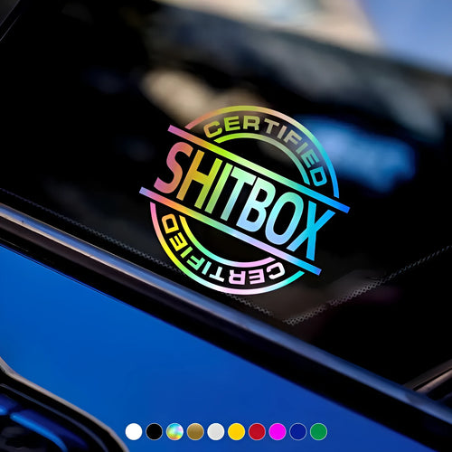 13 by 12 cm creative vinyl car sticker shown in multiple colour options on a vehicle surface.