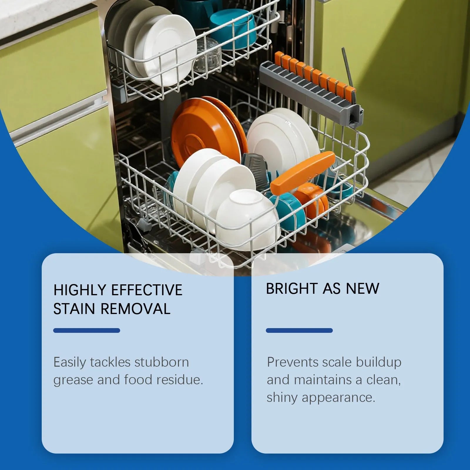 237ml bottle of dishwasher detergent cleaning aid for removing oil and stains from kitchenware.
