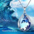 Moonstone blue heart-shaped alloy pendant necklace on a silver-plated chain for women.