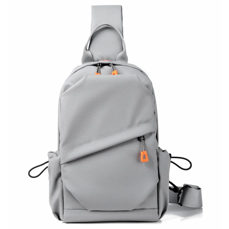 Men's black casual crossbody bag made from waterproof polyester with single shoulder strap