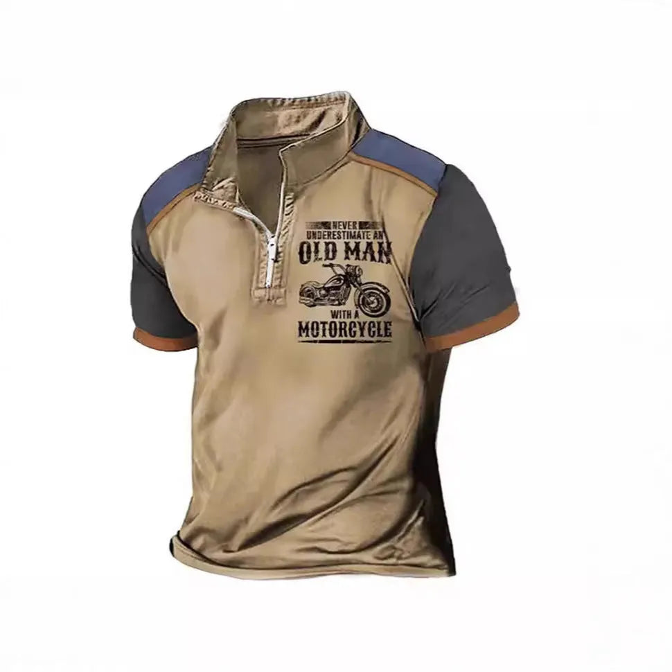 Men's casual polo shirt with digital letter printing and lapel collar in a colour from the PL02-GG7366 series.