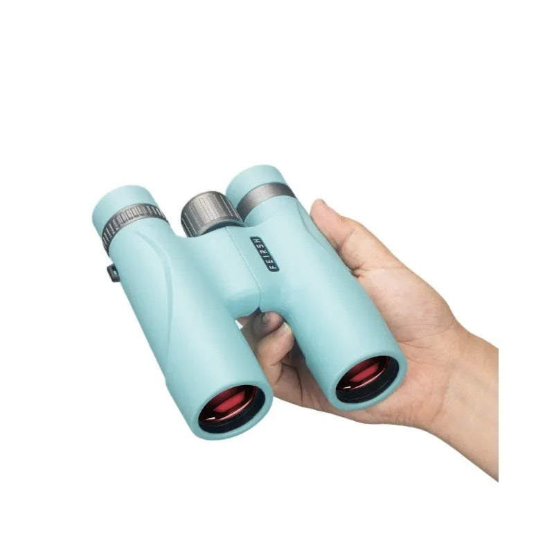 Wine red film imaging binoculars with 10x32 magnification in blue or grey colour options