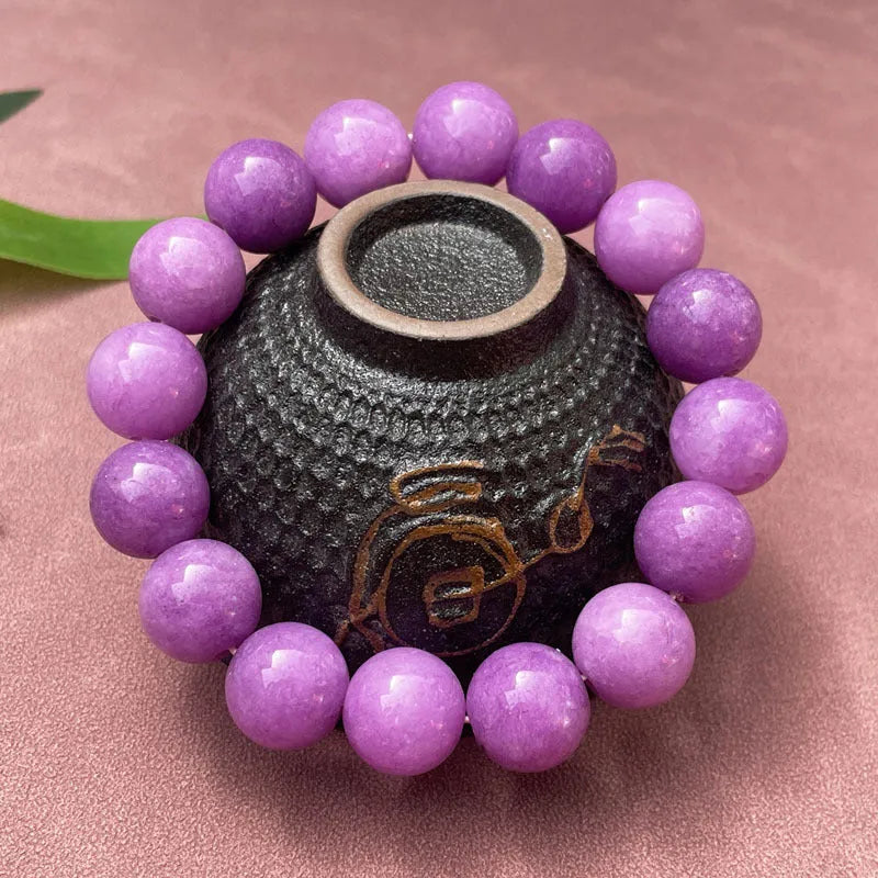 Purple Chinese-style quartz jade bracelet with single circle and three-circle bead options.
