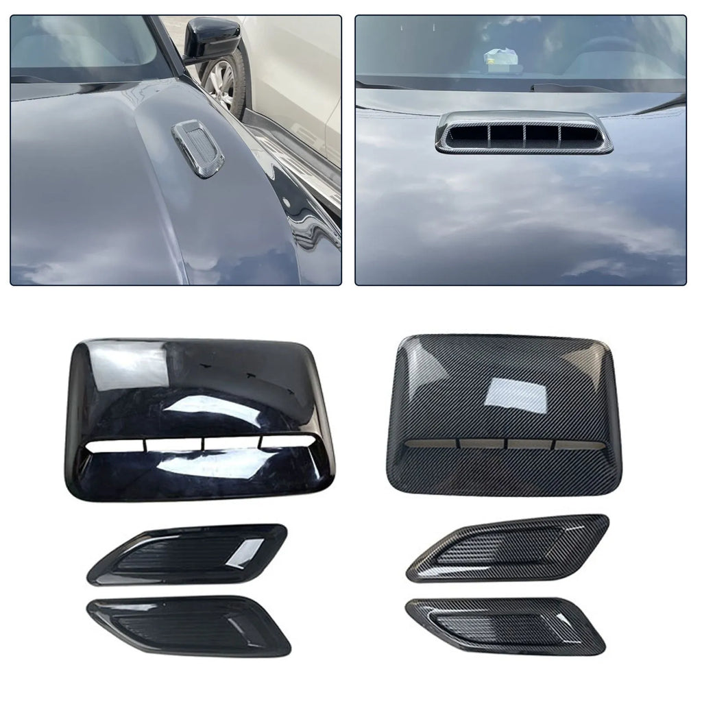 Car engine decorative cover and side air vent shroud kit in black or carbon fibre finish for Audi Volkswagen Mercedes BMW