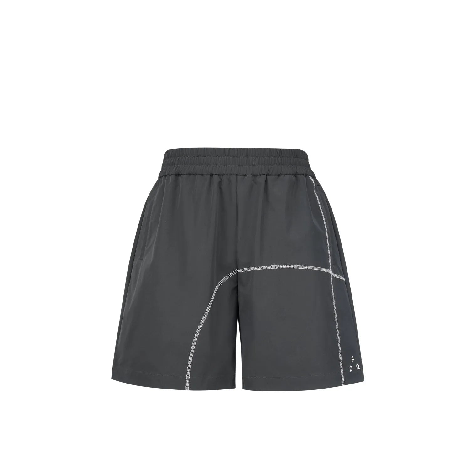 Retro style drawstring shorts in polyester fabric available in dark grey, white and apricot colours