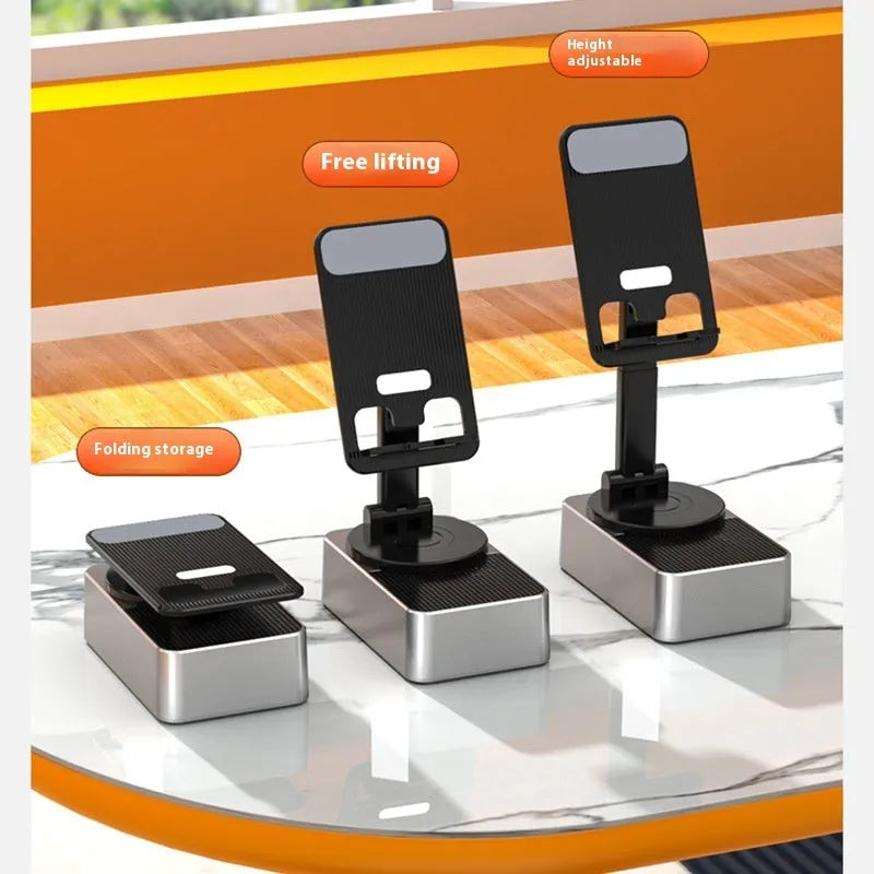 Three-in-one foldable mobile phone bracket with Bluetooth audio and power bank in Night Black plastic finish
