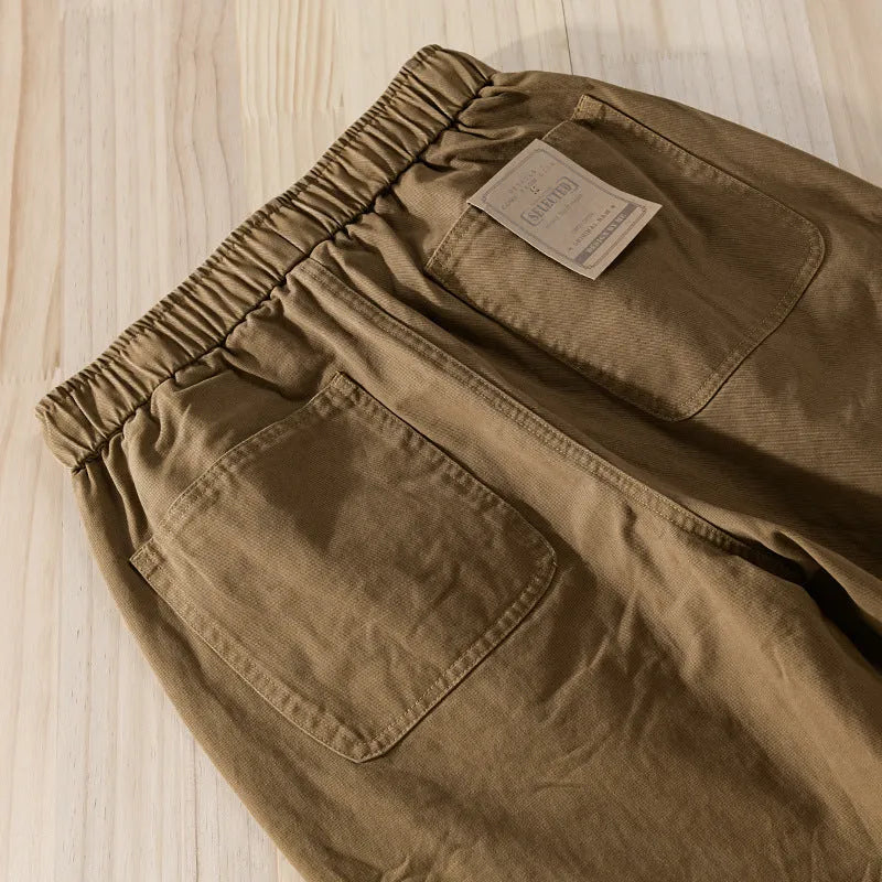 Men's cotton overalls with drawstring waist and ankle banded cuffs in Army Green colour