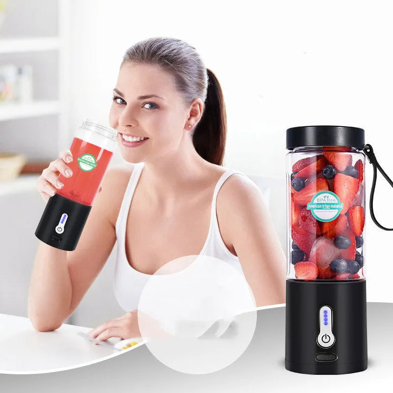 Portable rechargeable travel blender in rose red with 530ml cup and charging base