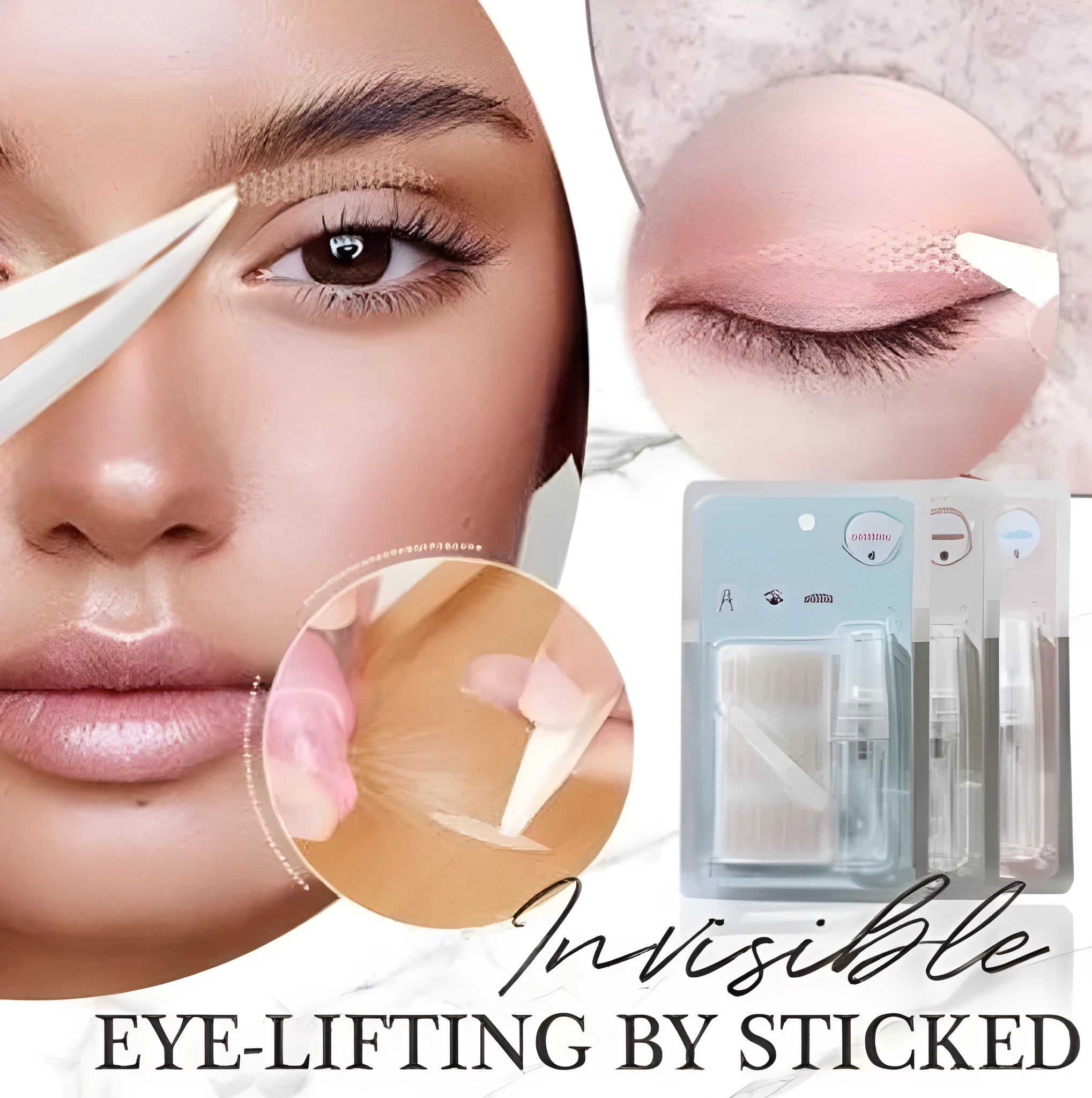 No glue eyelid stickers in three sizes L, M, S made from non-woven fabric