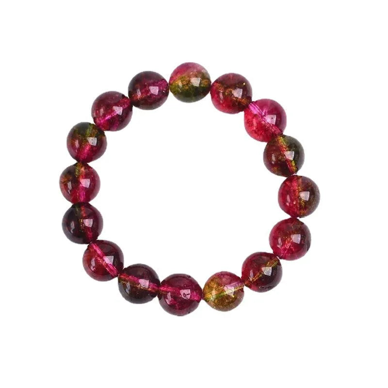 Women's handcrafted watermelon crystal bracelet showing four bead size options from 6mm to 12mm