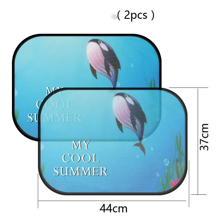 Electrostatic adsorption car side window sunshade with animal design on nylon mesh