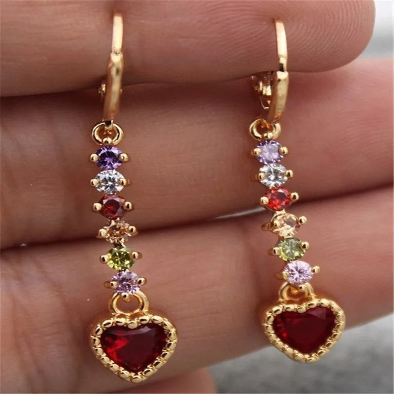 Women's heart-shaped electroplated earrings in gold and silver tone options