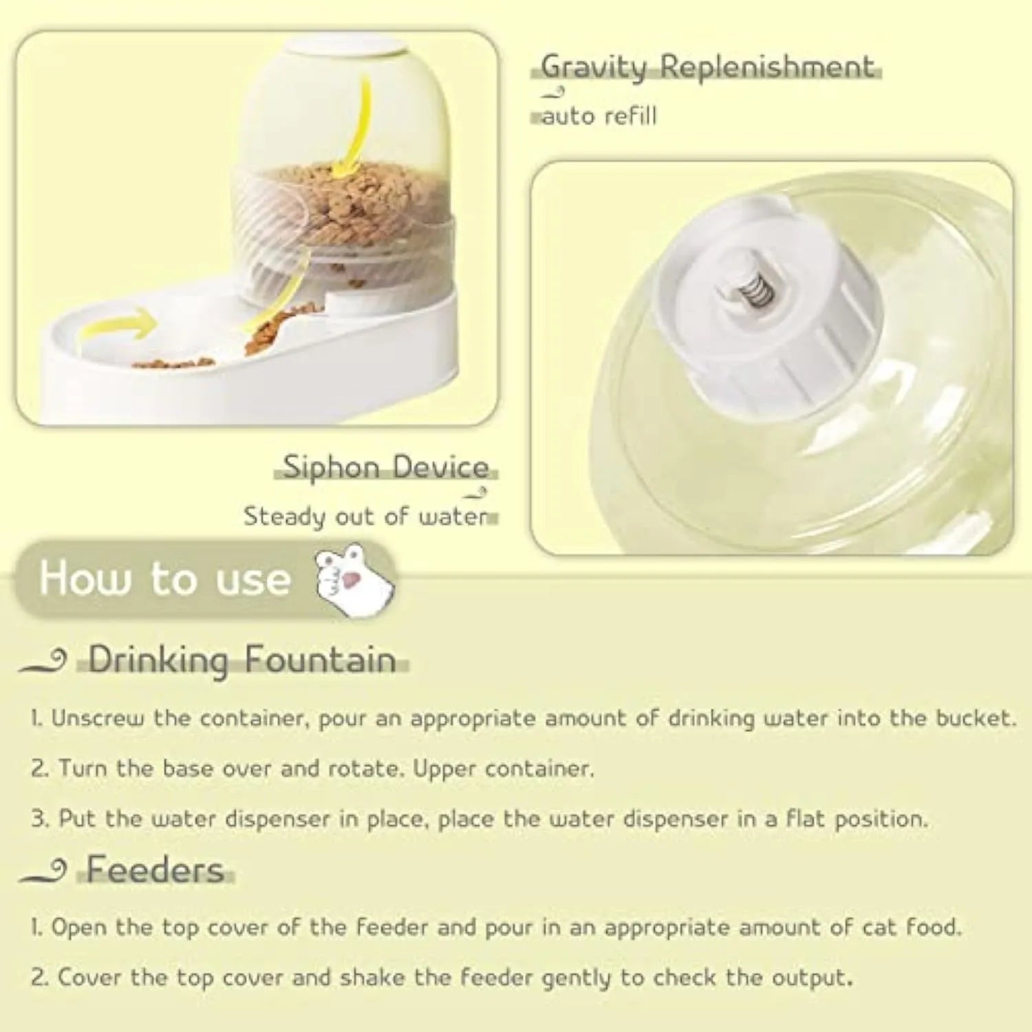 White wave-shaped automatic cat feeder and water dispenser set with 2-litre capacity.