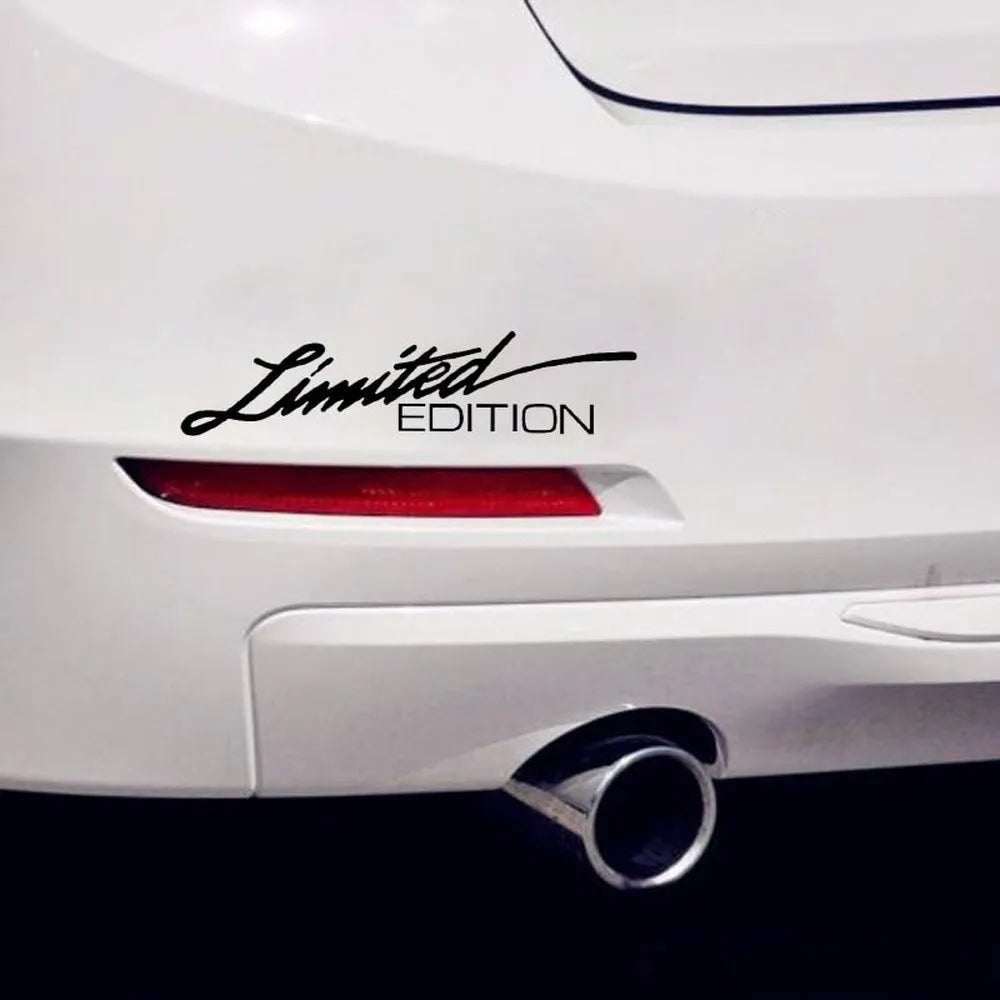 British reflective plastic bumper sticker in black, white, or colourful, showing 16cm by 3.8cm size.