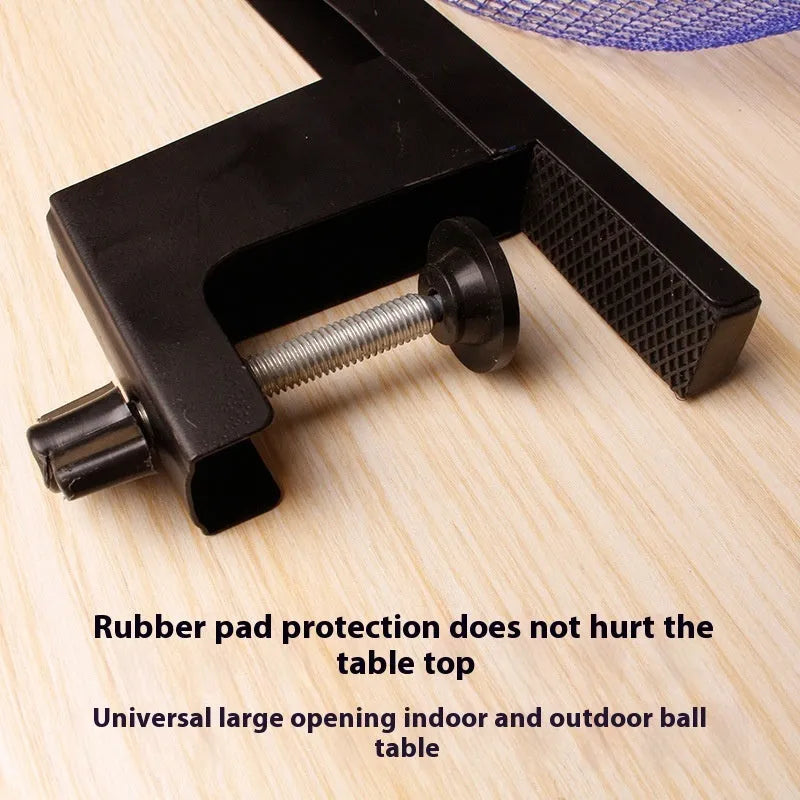 Table tennis ball return frame with universal large clips for indoor open grid tables