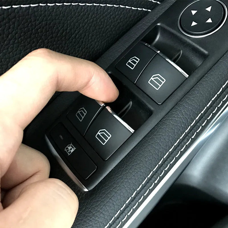 Black glitter window lift button decorative sticker for car interior customisation