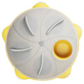 Yellow durable plastic cat snack bowl with divided compartments for foraging and slow feeding.