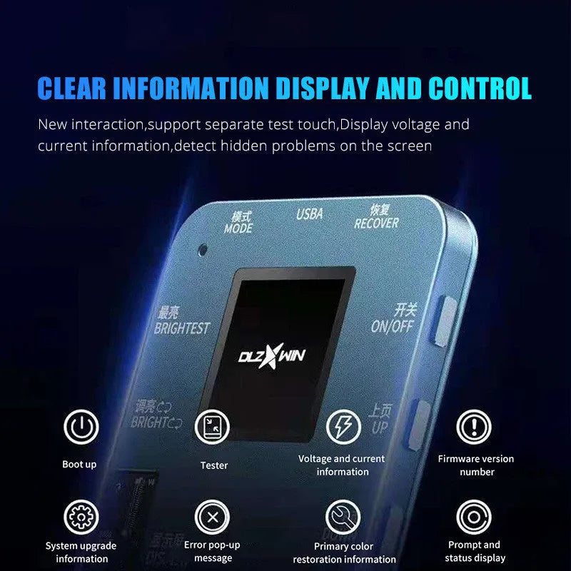S300 Light model mobile phone screen tester for Huawei devices on a workbench.