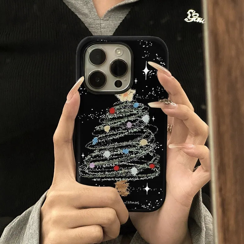 Feilin two-in-one mobile phone case with Christmas tree design in glossy finish for iPhone