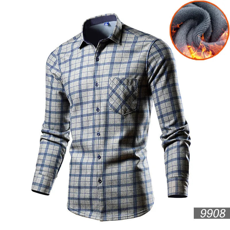 Men's solid colour fleece-lined cotton blend cardigan on a hanger, loose fit style.