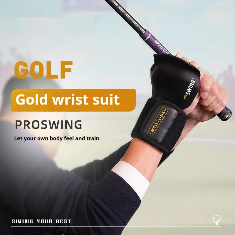 Golf swing trainer wrist holder arm bracket with PU foam fabric, black suit with green ball
