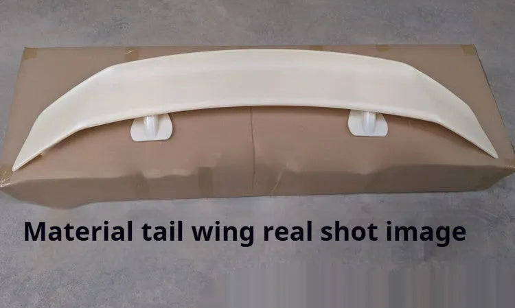 Universal punch-free ABS car spoiler in bright black, carbon, white, and blank finishes.