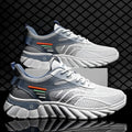 Men's white blue platform casual sports shoes with cross shoulder straps and mesh upper