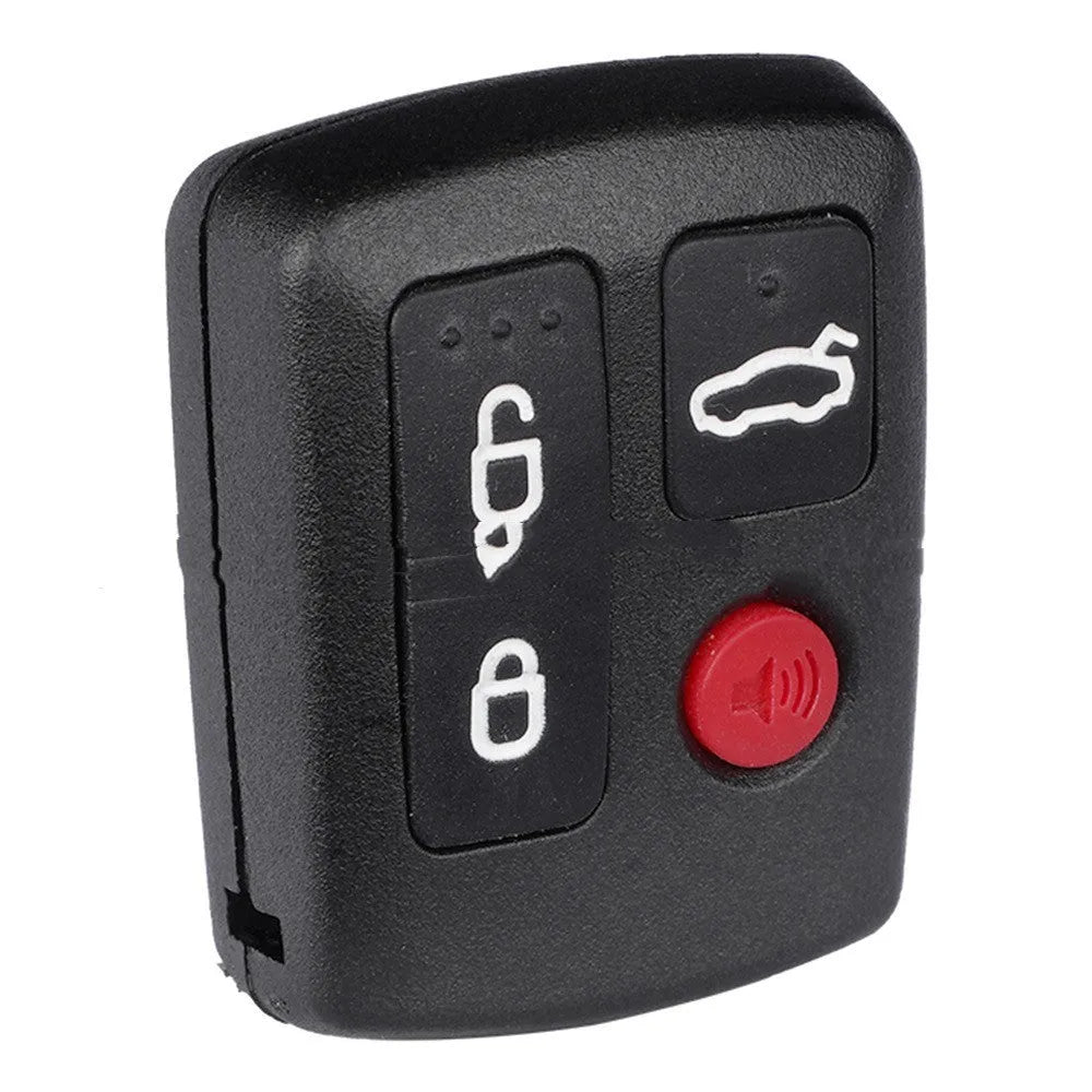 Ford car remote control key replacement shell made from black ABS plastic, showing front and back views.