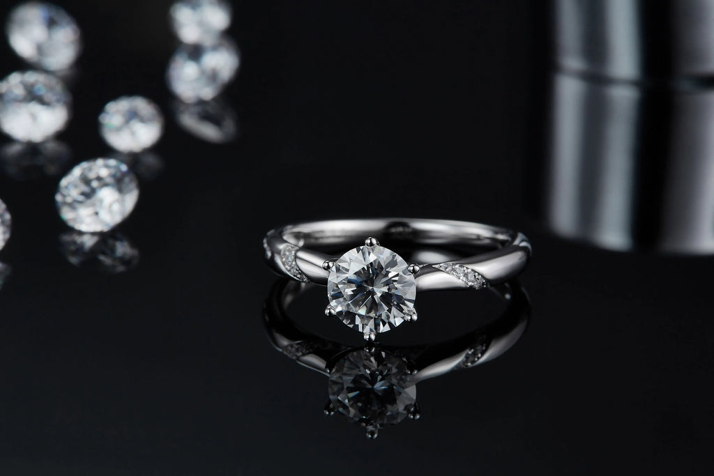 Snow Of The Soul 1 carat moissanite wedding ring set S925 silver platinum plated with GRA certificate gift box