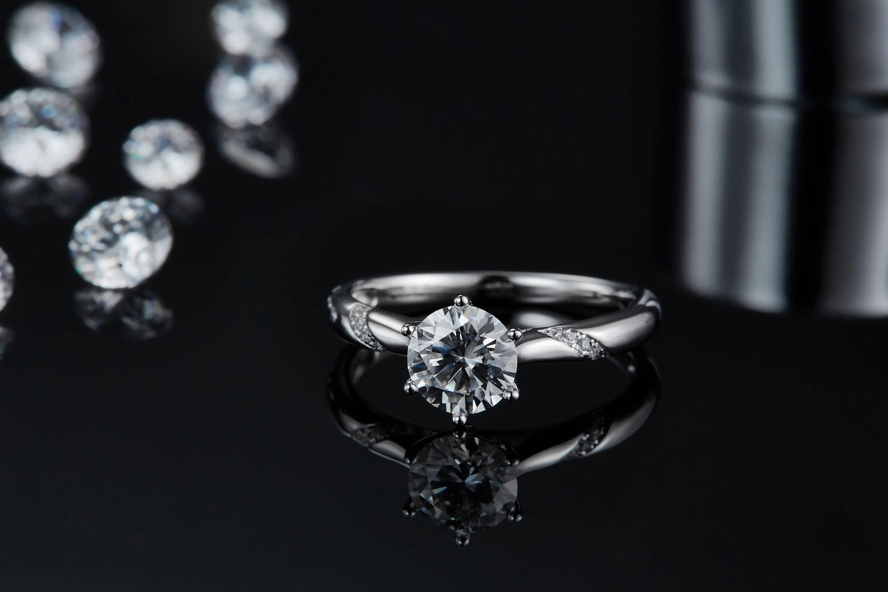 Snow Of The Soul 1 carat moissanite wedding ring set S925 silver platinum plated with GRA certificate gift box