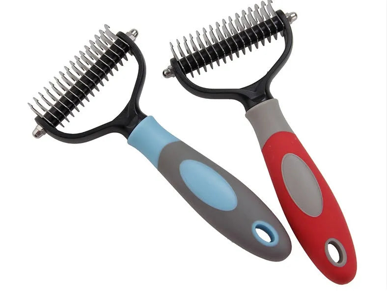 Stainless steel pets dematting comb in blue for removing tangles from medium and long-haired dogs and cats