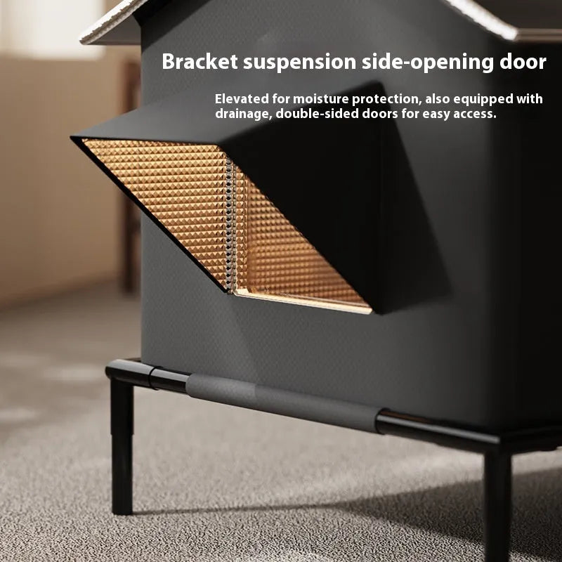 Black Oxford cloth warm outdoor pet bed kennel for cats and small dogs with lock temperature feature