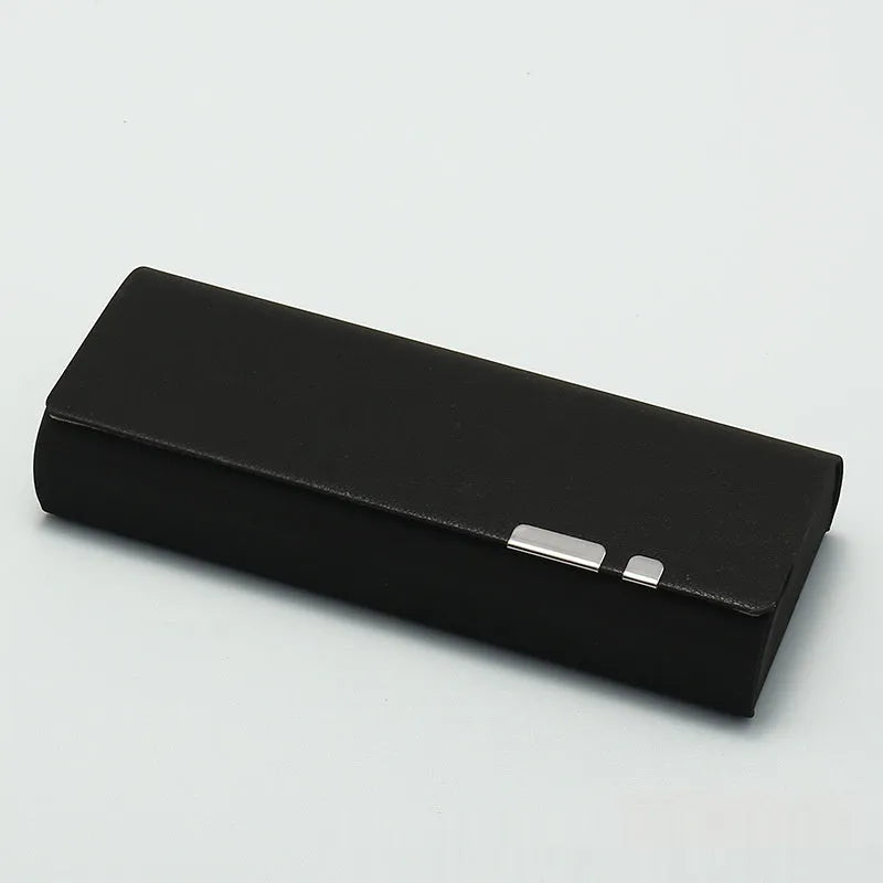Leather anti-pressure handmade glasses case, 156 x 62 x 32mm, in black, brown, blue, or gray