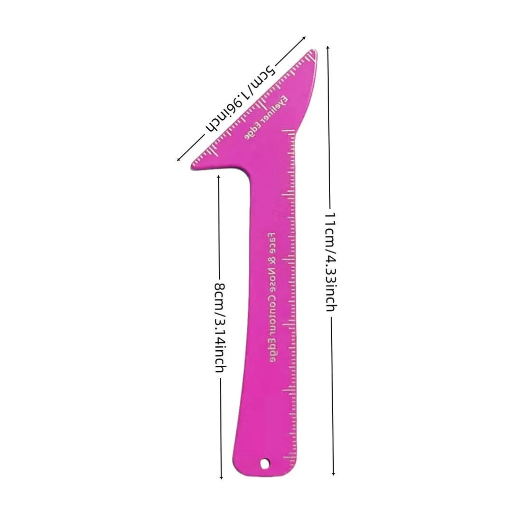 Pink reusable plastic makeup stencil tool for winged eyeliner, eyebrows, and contour on hooded eyes.