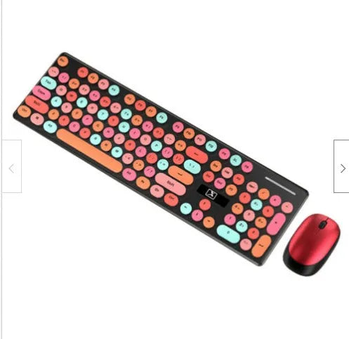Vibrant yellow wireless keyboard and mouse set with multi-colour backlighting on a desk.