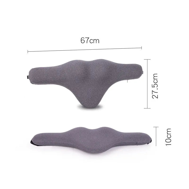 Memory foam car neck pillow in dark grey colour showing U-shaped design for automotive headrest support
