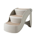 Foldable plastic pet stairs in beige colour with non-slip mat for small dogs and cats