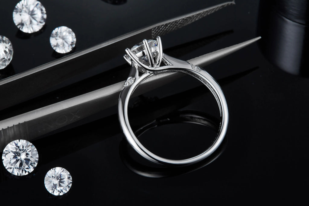 Snow Of The Soul 1 carat moissanite wedding ring set S925 silver platinum plated with GRA certificate gift box