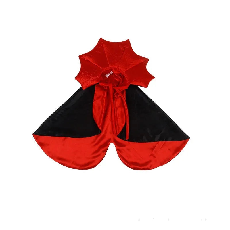 Black and red Halloween costume for pet cat or dog in polyester fabric