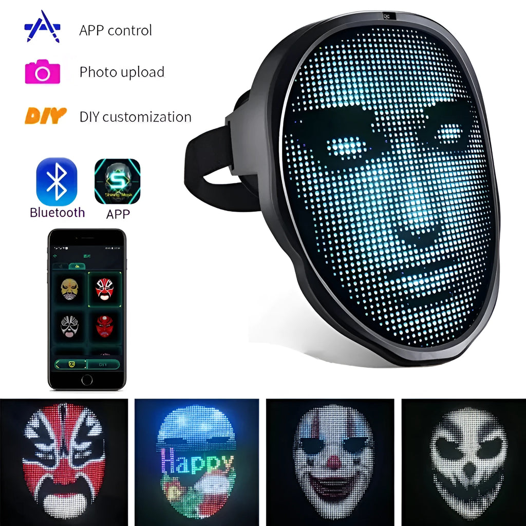Avengers character LED luminous electronic face mask with coloured light display.