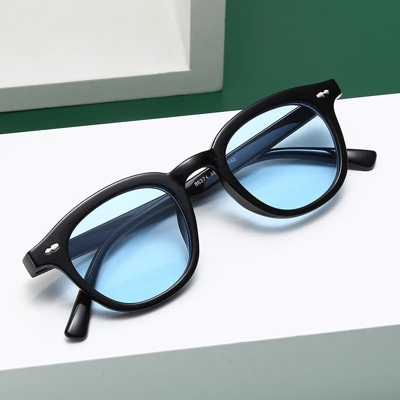 Retro round fashion sunglasses with PC frame and lenses in beige colour option