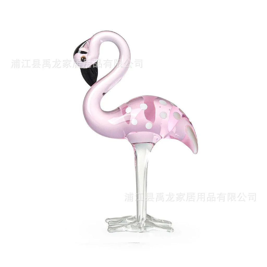 Pink crystal flamingo decorative ornament in modern style on table
