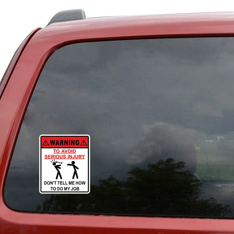 Car glass warning sticker measuring 14.9cm by 12.6cm with type A hit design