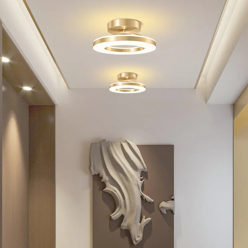 Modern minimalist ring ceiling lamp LED in black finish, 20cm diameter for hallway