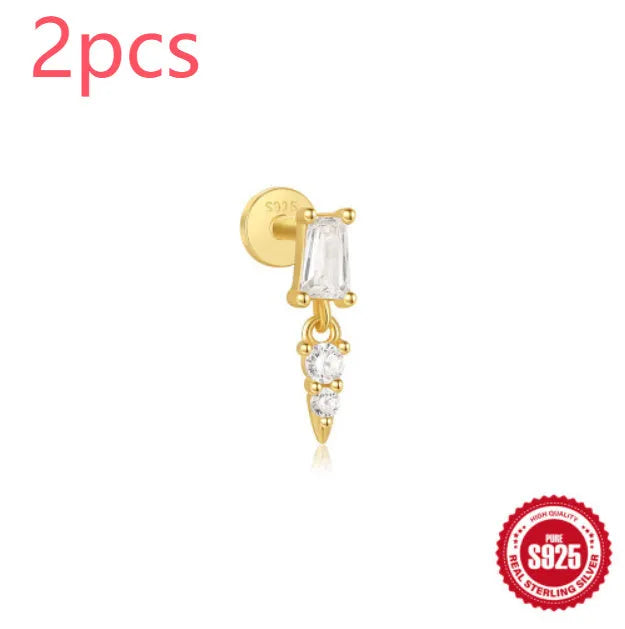925 sterling silver tassel ear stud with gold electroplating in six colour options