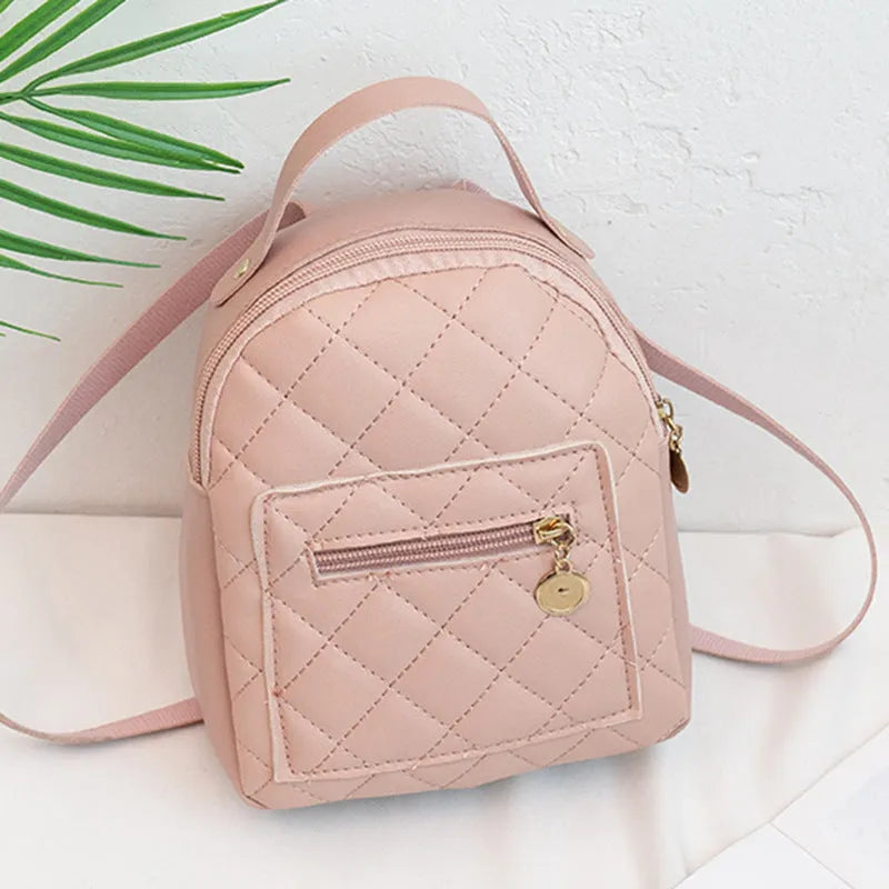 Girls' embroidered Korean style small hard backpack in black, shown with sandwich pocket.