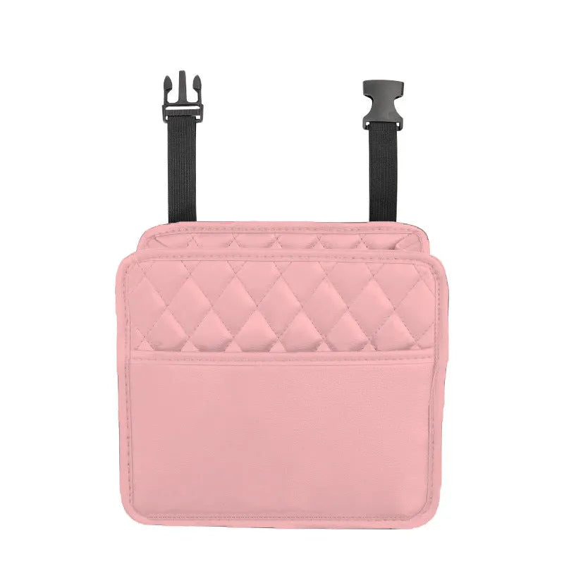 Leather car hanging storage organiser in black pink green white colour options measuring 25x25x8cm