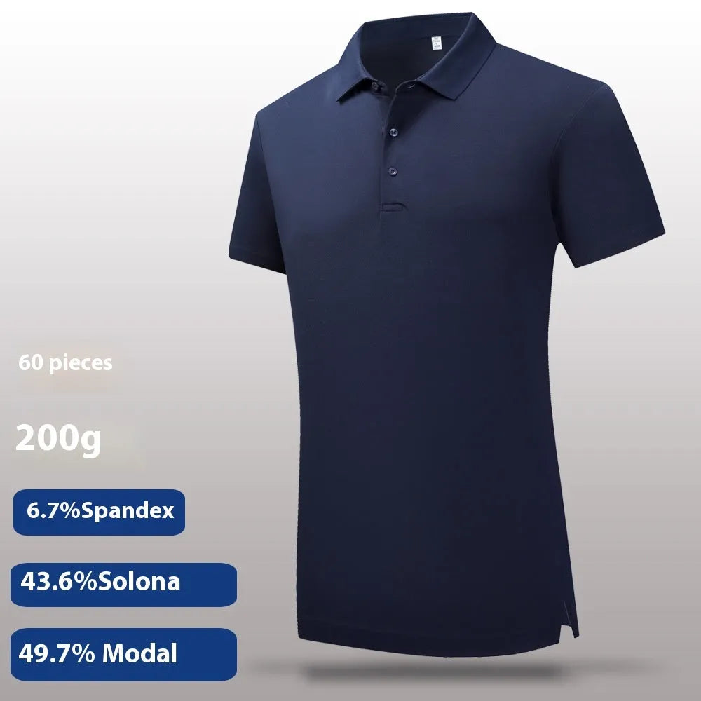 60 Lanjing Modal Lapel Polo Shirt men short sleeve business summer top